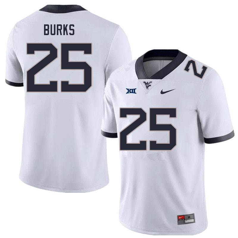 Men #25 Aubrey Burks West Virginia Mountaineers College Football Jerseys Sale-White - Click Image to Close